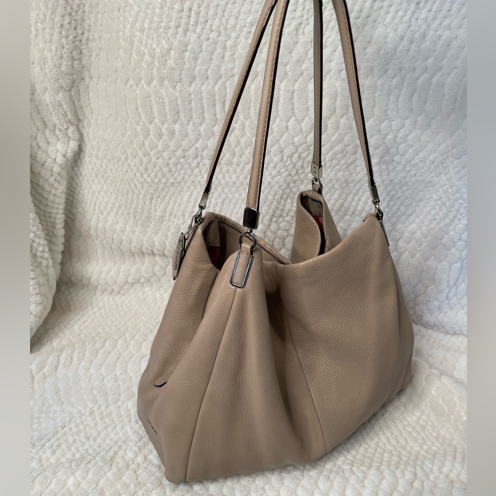Coach Edie 31 Pebbled Leather Satchel – Neutral Taupe - Picture 2 of 16